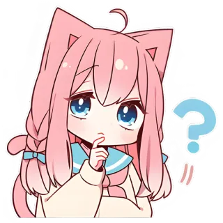 🧐 dziewczyna anime, znak zapytania, różowe włosy, słodki, kawaii, naklejka telegram sticker