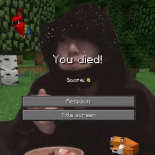 ☠ Minecraft You died! マインクラフト, ビデオゲーム, 死, ゲーマー, ミーム, リスポーン telegram sticker