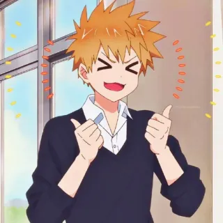 🎭 애니메이션, 엄지 척, 행복한, 웃는, 만화, 캐릭터 telegram sticker