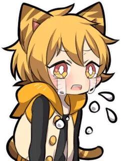 😭 고양이소년, 우는, 애니메이션, 만화, 스티커, 슬픈 telegram sticker