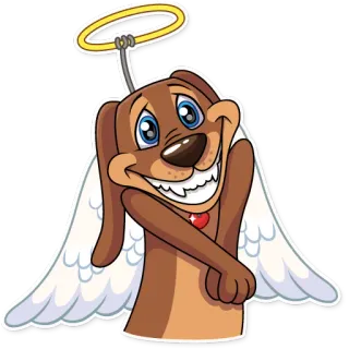 😁 dog, angel, wings, halo, cute, cartoon whatsapp sticker