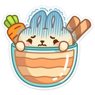 😰 bunny, rabbit, food, carrot, anxious, cute, bowl, kawaii, cartoon telegram sticker