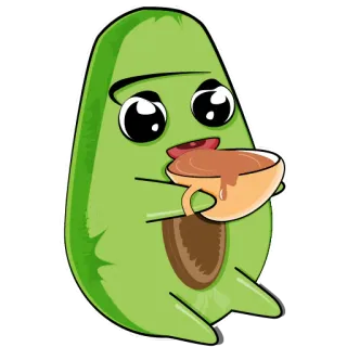☕️ avocat, café, mignon, kawaii, dessin animé, nourriture, boisson telegram sticker
