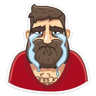 😭 llorando, triste, emocional, hombre, barba, dibujos animados whatsapp sticker