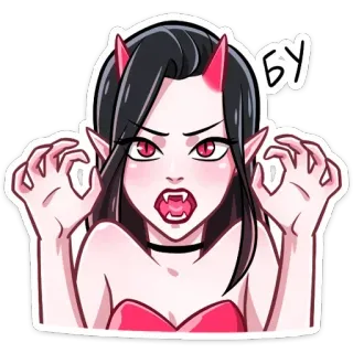 👻 вампир, демон, девушка, мультфильм, монстр whatsapp sticker