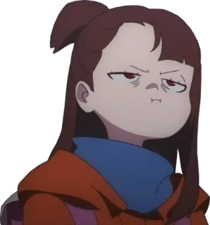 😑 Akko Kagari Little Witch Academia Anime, Cartoni animati, Ragazza, Divertente, Faccia, Akko, LWA telegram sticker