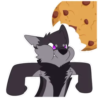 🍪 lobo, biscoito, desenho animado, antropomórfico, faminto telegram sticker
