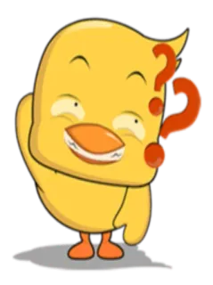 ❓ pato, pájaro, dibujo animado, signo de interrogación, confundido, lindo, pegatina whatsapp sticker