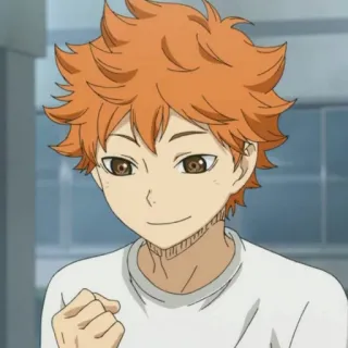 🍊 Hinata Shoyo Haikyuu Anime, Menino, Cabelo laranja, Sorriso, Fofo, Desenho animado telegram sticker