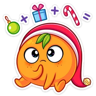 🤔 orange, fruit, dessin animé, noël, fête, sucre d'orge, cadeau telegram sticker