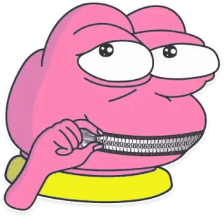 🤐 Pepe the Frog pepe, sapo, meme, internet, desenho animado, personagem, zíper, rosa telegram sticker
