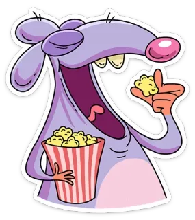 🍿 rat, popcorn, dessin animé, autocollant, animal telegram sticker