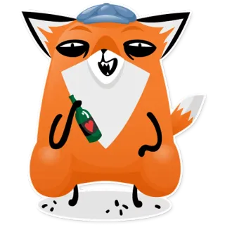 😜 volpe, cartone animato, bottiglia, alcol, animale, carino, divertente whatsapp sticker
