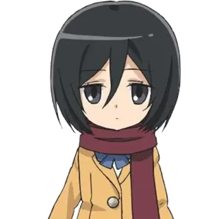 😶 Mikasa Ackerman Attack on Titan Anime, Chibi, Cartoon, Mikasa, Attack on Titan, Personage, Manga telegram sticker