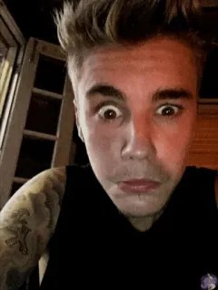 😑 Justin Bieber Justin Bieber, cantante, pop star, celebrità, selfie, meme, faccia buffa, cantante telegram sticker