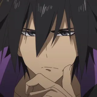 😷 Anime, Personnage, Réflexion, Sourire narquois telegram sticker