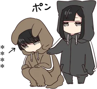 🧁 ポン Chibi, Mignon, Animé, Chien, Chat, Astérisques, Japonais telegram sticker