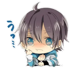😭 うぅ Anime, Garçon, Triste, Pleurs, Chibi, Mignon, Manga whatsapp sticker
