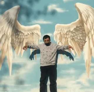 😇 ángel, alas, hombre, retrato, cielo telegram sticker