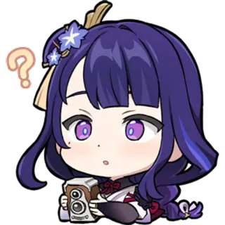 ❓ Raiden Shogun Genshin Impact genshin impact, raiden shogun, anime, signo de interrogación, chibi, videojuego telegram sticker