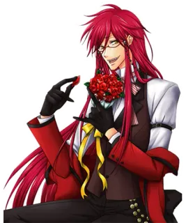 🌹 Grell Sutcliff Black Butler Аниме, Манга, рыжие волосы, очки, мрачный жнец telegram sticker