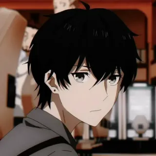 🕳 Anime, Chico, Pelo negro, Personaje, Pendiente, Retrato whatsapp sticker
