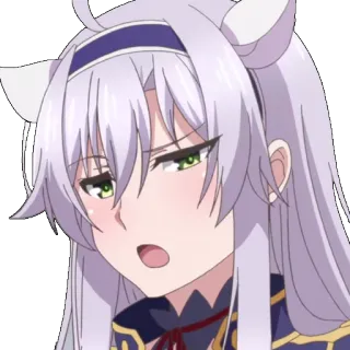 😒 Anime, Orecchie da gatto, Femmina, Infastidita, Cartone animato telegram sticker