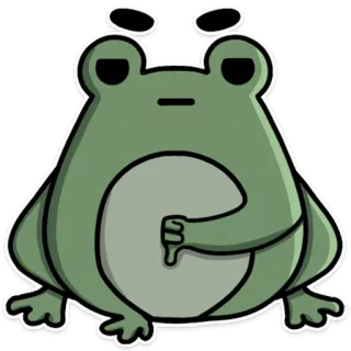 👎 grenouille, pouce vers le bas, dessin animé, négatif, désapprouver telegram sticker