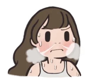 👿 agotado/a, sudando, cansado/a, dibujos animados, mujer, caliente, sobrecalentado/a telegram sticker