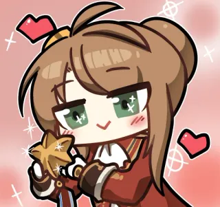 😍 Anime, Cartoon, Süß, Mädchen, Magie, Zauberstab, Herz, Chibi whatsapp sticker