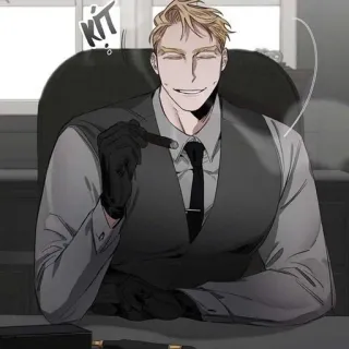 🙏 KIT 남자, 정장, 시가, 장갑, 비즈니스, 캐릭터, 사무실 telegram sticker