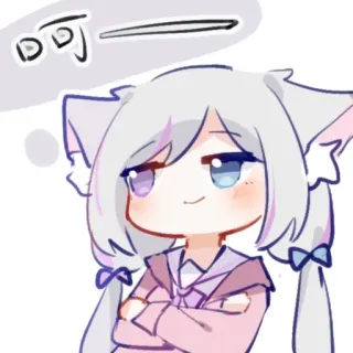 😏 呵—— cô gái mèo, anime, manga, dễ thương, hoạt hình, chibi telegram sticker