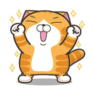 🐵 고양이, 행복, 귀여운, 신나는, 즐거운, 축하, 만화, 동물 telegram sticker