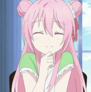🍭 アニメ, 女の子, ピンク髪, かわいい, 幸せ, 笑顔 telegram sticker