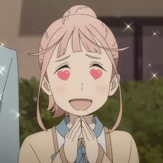 💳 Anime, Cartoon, Liebe, Herzen, Mädchen, Aufgeregt, Animation telegram sticker