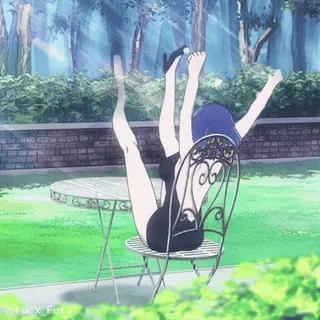 😡 アニメ, 女の子, リラックス, 座る, 屋外 whatsapp sticker