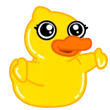 🥰 anatra, carino, animale, cartone animato, giallo, uccello, paperella di gomma, occhi telegram sticker