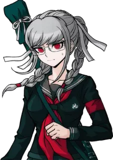 😥 Peko Pekoyama Danganronpa Anime, Personnage, Uniforme scolaire, Lunettes, Yeux rouges telegram sticker