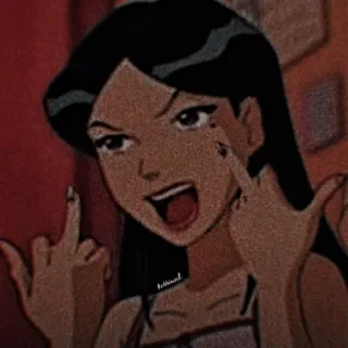 🤑 desenho animado, dedo do meio, ofensivo, mulher, garota telegram sticker