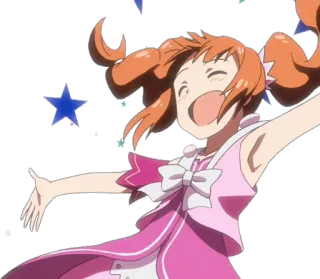 😃 ragazza anime, carina, felice, allegra, stelle, kawaii telegram sticker