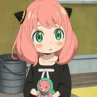 🧸 Anya Forger Spy × Family animé, mignon, fille, Anya Forger, Spy x Family, cheveux roses, dessin animé telegram sticker