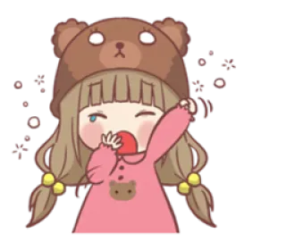 😴 menina, urso, sonolento, anime, desenho animado, fofo, pijama telegram sticker