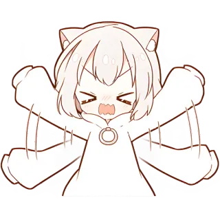 😃 Animé, Chat, En colère, Mignon, Dessin animé, Fille animé, Sticker telegram sticker