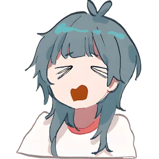 😫 卡通, 动漫, 女孩, 精疲力尽, 疲惫, 打哈欠 whatsapp sticker