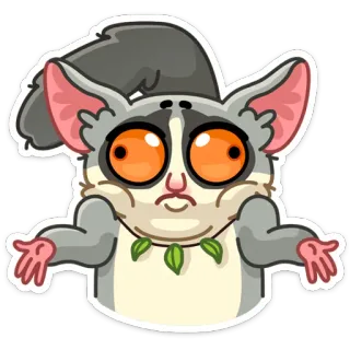 🤷‍♀️ animal, desenho animado, fofo, galago, adesivo telegram sticker