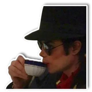 ☕️ Michael Jackson Michael Jackson, té, celebridad, icono pop, cantante, bailarín, sombrero, gafas de sol whatsapp sticker