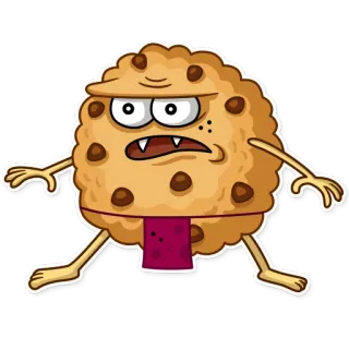 🗿 bánh quy, quái vật, chocolate chip, phim hoạt hình, thức ăn, món tráng miệng telegram sticker