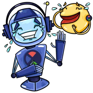 😂 robô, rindo, emoji, desenho animado, alegre, feliz telegram sticker