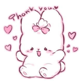 🥳 Thank you 토끼, 하트, 귀여운, 감사, 인사, 귀여워요 telegram sticker