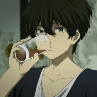 🎐 anime, boy, drinking, glass, character telegram sticker